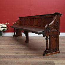 Load image into Gallery viewer, x SOLD Antique French Church Pew, Antique Oak Church or Gothic Hall Seat, Verandah Chair B11540

