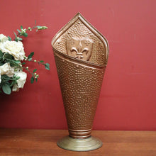 Load image into Gallery viewer, x SOLD Antique Belgian Copper and Brass Umbrella Holder or Stand, Fleur de Lis in Shield. B11680
