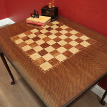 Load image into Gallery viewer, x SOLD Antique Australian Chess Table with Carved Timber Chess Pieces. Australian Maple. B11976
