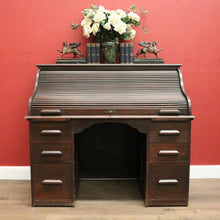 Load image into Gallery viewer, Antique English Roll-top Desk, Office Desk, Home Office Desk, Drawers. B11970
