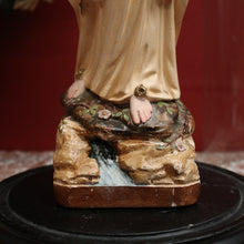Load image into Gallery viewer, x SOLD Antique Italian Virgin Mary Statue under a Glass Dome on a Timber Plinth Base. B11728
