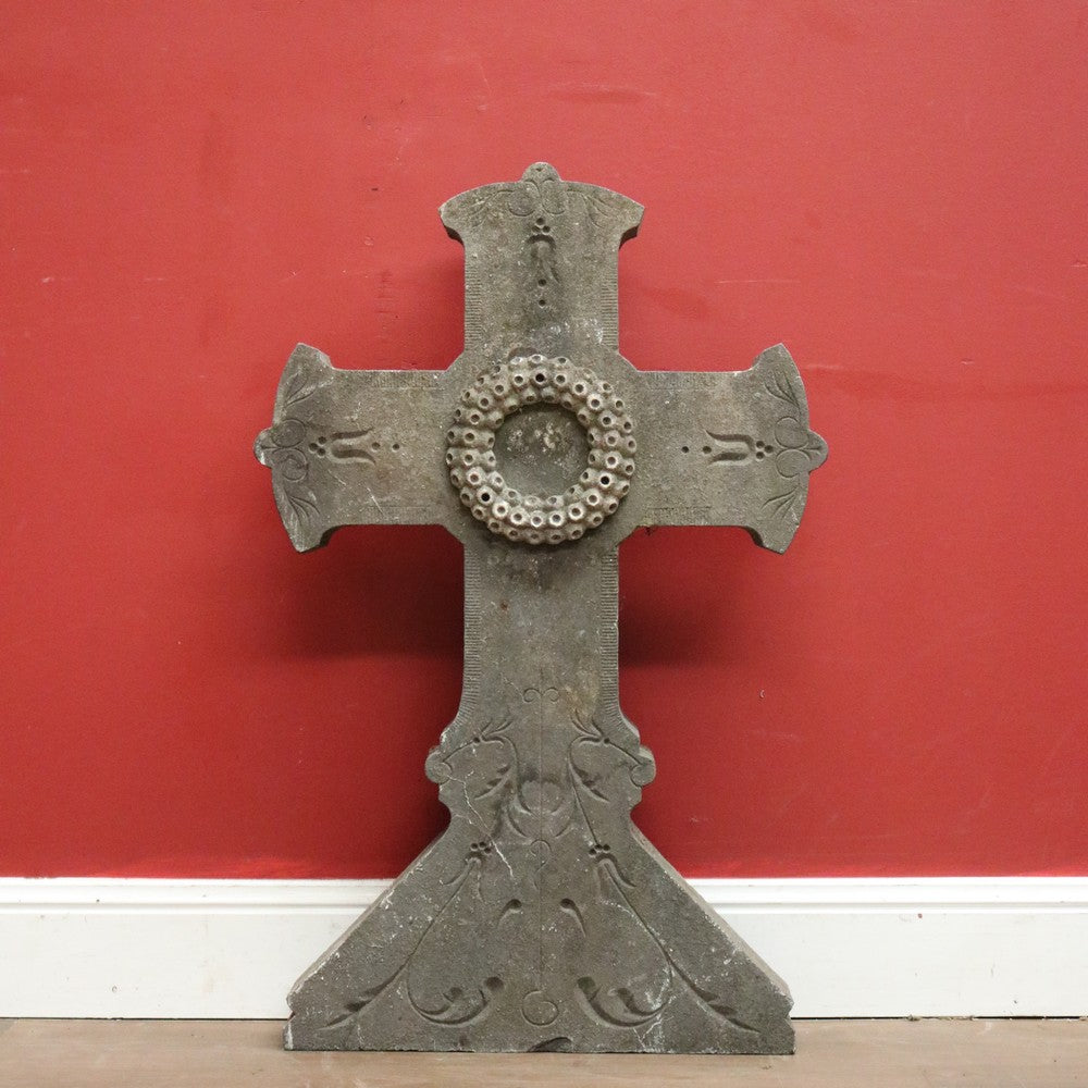 Antique French Bluestone Cross, Ornament Garden Display or Crucifix B11858