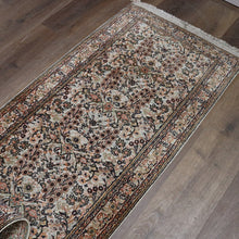 Load image into Gallery viewer, Hali Handmade Silk Persian Kashmir Hall Runner Rug in Cream and Pastel Tones. B13133

