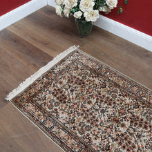 Load image into Gallery viewer, Hali Handmade Silk Persian Kashmir Hall Runner Rug in Cream and Pastel Tones. B13133
