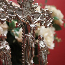 Load image into Gallery viewer, Antique French Crucifix, Silver Plate Home Worship Christ on Cross. Religion. B11397
