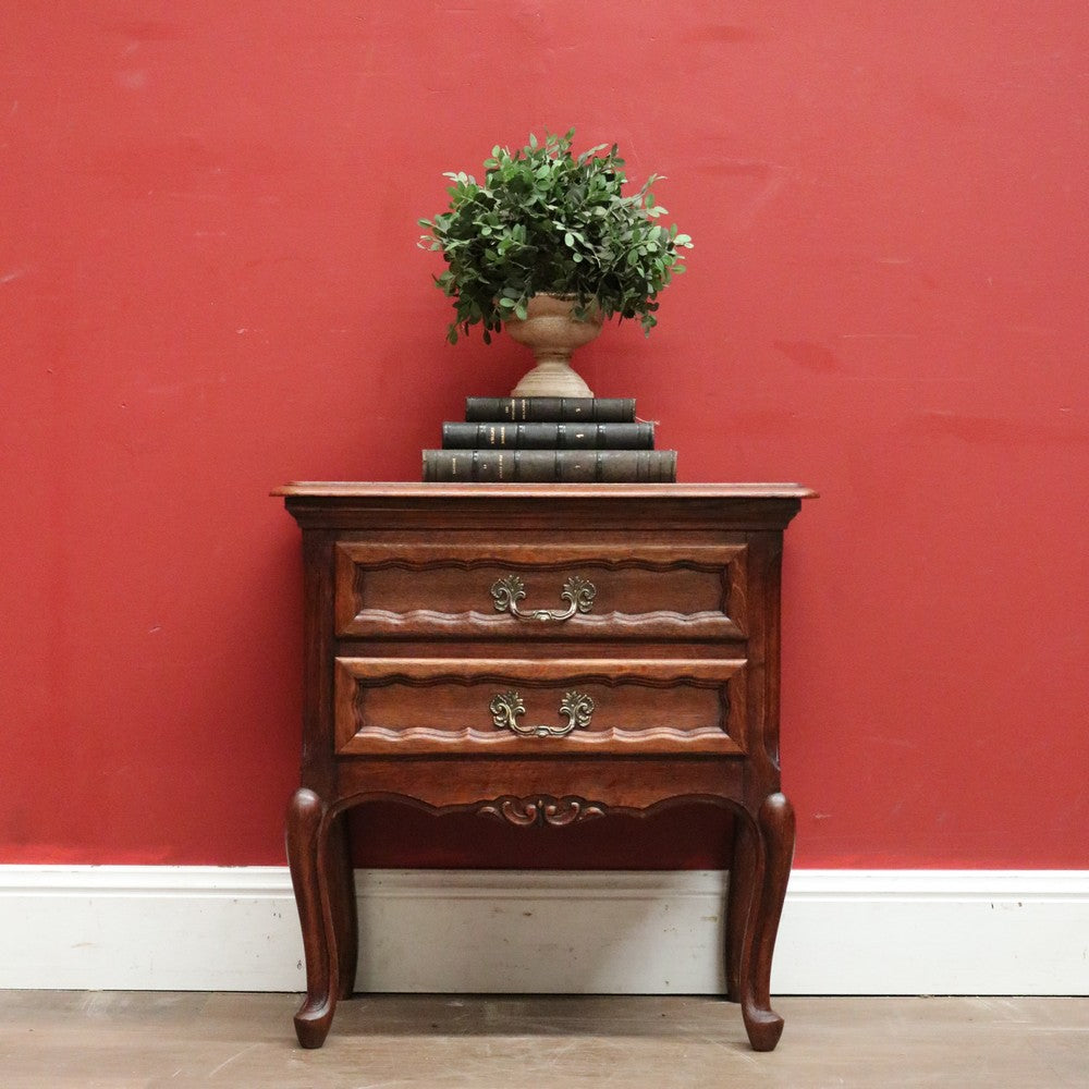 x SOLD Vintage French Provincial Oak Two-drawer Cabinet or lamp Table or Bedside. B11953