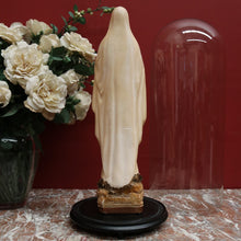 Load image into Gallery viewer, x SOLD Antique Italian Virgin Mary Statue under a Glass Dome on a Timber Plinth Base. B11728
