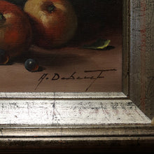 Load image into Gallery viewer, x SOLD - Oil on Canvas, Signed Bottom Right Still Life in Gilt-Coloured Frame, Floral Fruit Painting. B11850
