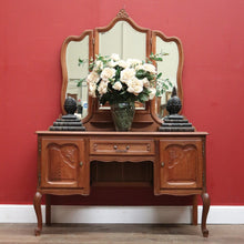 Load image into Gallery viewer, x SOLD Antique French Oak and Tri-fold Bevelled Mirror Dressing Table or Ladies&#39; Desk B11552
