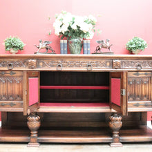 Load image into Gallery viewer, x SOLD Antique Flemish Oak Sideboard, Felt Lined Hall Cupboard, Dining Room Sideboard B11462
