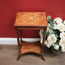 Load image into Gallery viewer, x SOLD Antique French Walnut and Marquetry Top Side Table or Lamp Table with a Tier Base. B11824
