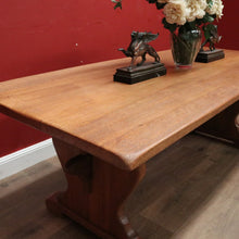 Load image into Gallery viewer, French Refectory Table, Twin Pedestal, Slab Top Kitchen Table, Dining Table. B11401
