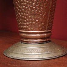 Load image into Gallery viewer, x SOLD Antique Belgian Copper and Brass Umbrella Holder or Stand, Fleur de Lis in Shield. B11680
