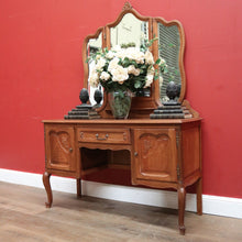 Load image into Gallery viewer, x SOLD Antique French Oak and Tri-fold Bevelled Mirror Dressing Table or Ladies&#39; Desk B11552
