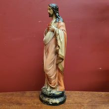 Load image into Gallery viewer, Antique Ceramic-Chalk Bust or plaster Sacred Heart of Jesus Statue or Figurine, Home Worship or Devotion. B11732
