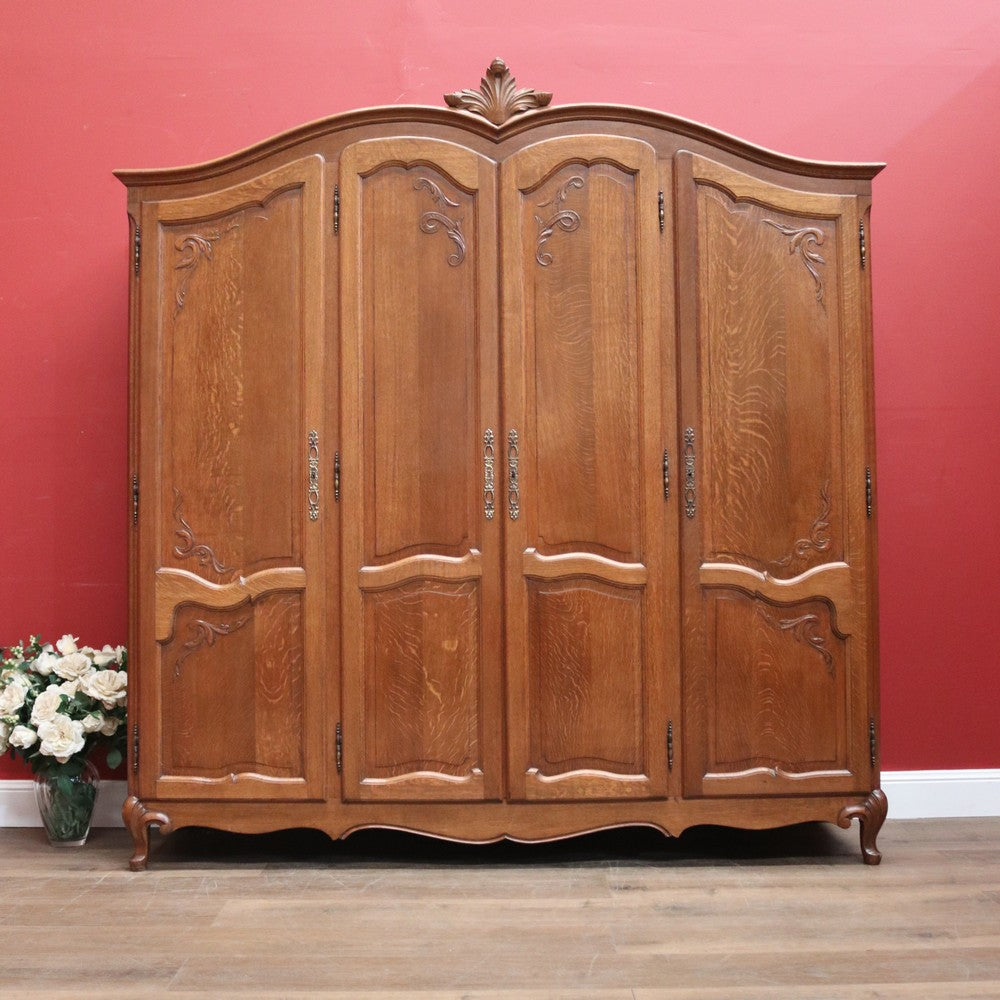 x SOLD Antique French Armoire or Wardrobe, Four-Door Linen Cabinet Storage Cupboard. B11553