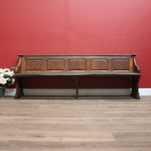 Load image into Gallery viewer, x SOLD Antique French Church Pew, Antique Oak Church or Gothic Hall Seat, Verandah Chair B11540
