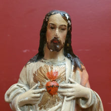 Load image into Gallery viewer, Antique Ceramic-Chalk Bust or plaster Sacred Heart of Jesus Statue or Figurine, Home Worship or Devotion. B11732
