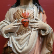 Load image into Gallery viewer, Antique Ceramic-Chalk Bust or plaster Sacred Heart of Jesus Statue or Figurine, Home Worship or Devotion. B11732
