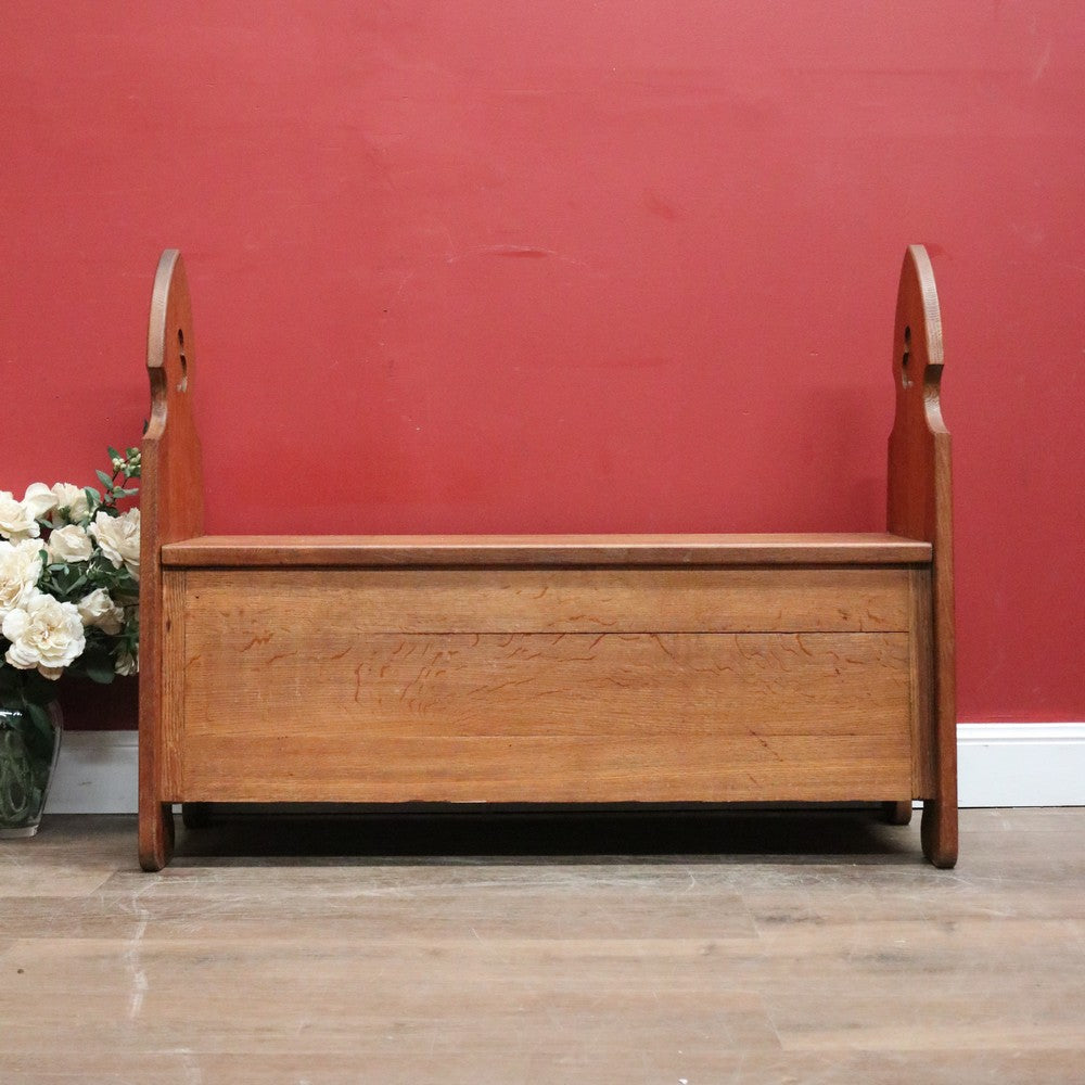 x SOLD Antique French Oak Pew or Settle, Lift top Bench Church Pew, Chair or Hall Seat B11461