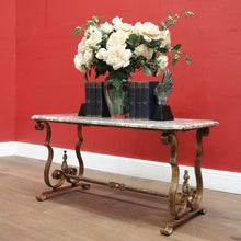 Load image into Gallery viewer, Antique French Marble Top, Gilt Cast Iron Base Coffee Table, Side or Lamp Table. B12054
