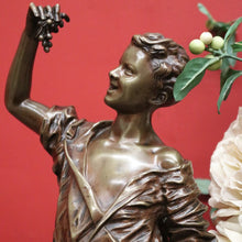 Load image into Gallery viewer, Antique French Bronze and Marble Plinth Base, Signed Lavergne, Boy with Grapes. B11312
