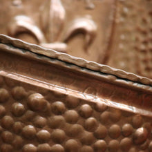 Load image into Gallery viewer, x SOLD Antique Belgian Copper and Brass Umbrella Holder or Stand, Fleur de Lis in Shield. B11680
