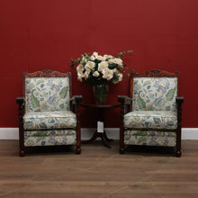 Load image into Gallery viewer, x SOLD Antique Australian Cedar Armchairs, Cane Side Lounge Chairs, Pair of Chairs. B11779
