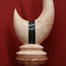Load image into Gallery viewer, Maitland Smith - Tessellated Marble Stone Horn Sculpture and Matching Pedestal Base. B11992
