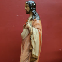 Load image into Gallery viewer, Antique Ceramic-Chalk Bust or plaster Sacred Heart of Jesus Statue or Figurine, Home Worship or Devotion. B11732
