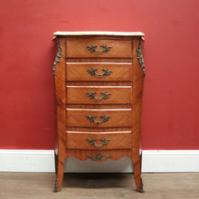 Load image into Gallery viewer, Antique French Walnut, Marble and Brass Lingerie Chest, Chest of Drawers, Hall Cabinet B11935
