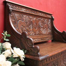 Load image into Gallery viewer, x SOLD Antique French Oak Hall Seat, or Lift Lid Blanket Box Hall Bench Chair. B11864

