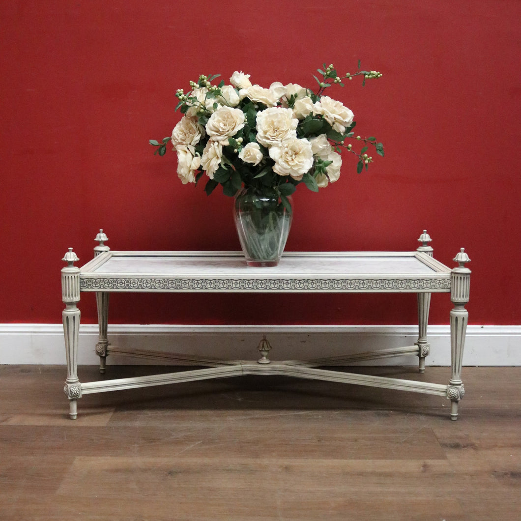 French Hand-painted Coffee Table, or Lamp Table with White Marble Insert Top. B11913