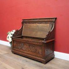 Load image into Gallery viewer, x SOLD Antique French Oak Hall Seat, or Lift Lid Blanket Box Hall Bench Chair. B11864

