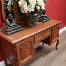 Load image into Gallery viewer, x SOLD Antique French Oak and Tri-fold Bevelled Mirror Dressing Table or Ladies&#39; Desk B11552

