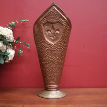 Load image into Gallery viewer, x SOLD Antique Belgian Copper and Brass Umbrella Holder or Stand, Fleur de Lis in Shield. B11680
