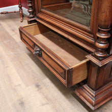 Load image into Gallery viewer, x SOLD - Antique French Walnut and Glass Bookcase or China Cabinet with a Drawer to the Base. B11909
