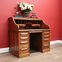 Load image into Gallery viewer, x SOLD Antique Cutler Desk, Twin Pedestal Cutler, NY, Buffalo Roll Top Office Desk with Key. B11931
