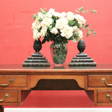 Load image into Gallery viewer, Antique English Mahogany Office Desk, Four Drawer Leather Top, Brass Handle Desk. B11985
