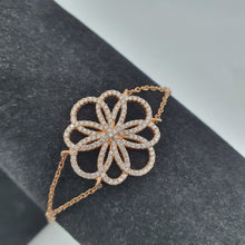 Load image into Gallery viewer, Sterling silver bracelet, rose gold plated, set with cubic zirconia, stamped 925 Milano
