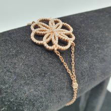 Load image into Gallery viewer, Sterling silver bracelet, rose gold plated, set with cubic zirconia, stamped 925 Milano
