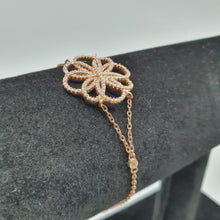 Load image into Gallery viewer, Sterling silver bracelet, rose gold plated, set with cubic zirconia, stamped 925 Milano
