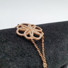 Load image into Gallery viewer, Sterling silver bracelet, rose gold plated, set with cubic zirconia, stamped 925 Milano
