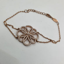 Load image into Gallery viewer, Sterling silver bracelet, rose gold plated, set with cubic zirconia, stamped 925 Milano
