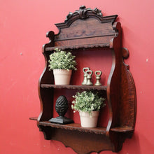 Load image into Gallery viewer, x SOLD Antique French Oak Wall Hanging Bookcase Trinket Display Shelf with Carved Roses. B11947
