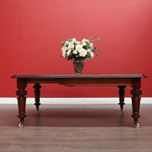 Load image into Gallery viewer, x SOLD Antique English Mahogany Dining Table or Kitchen Table with Two Extension Leaves. B11924
