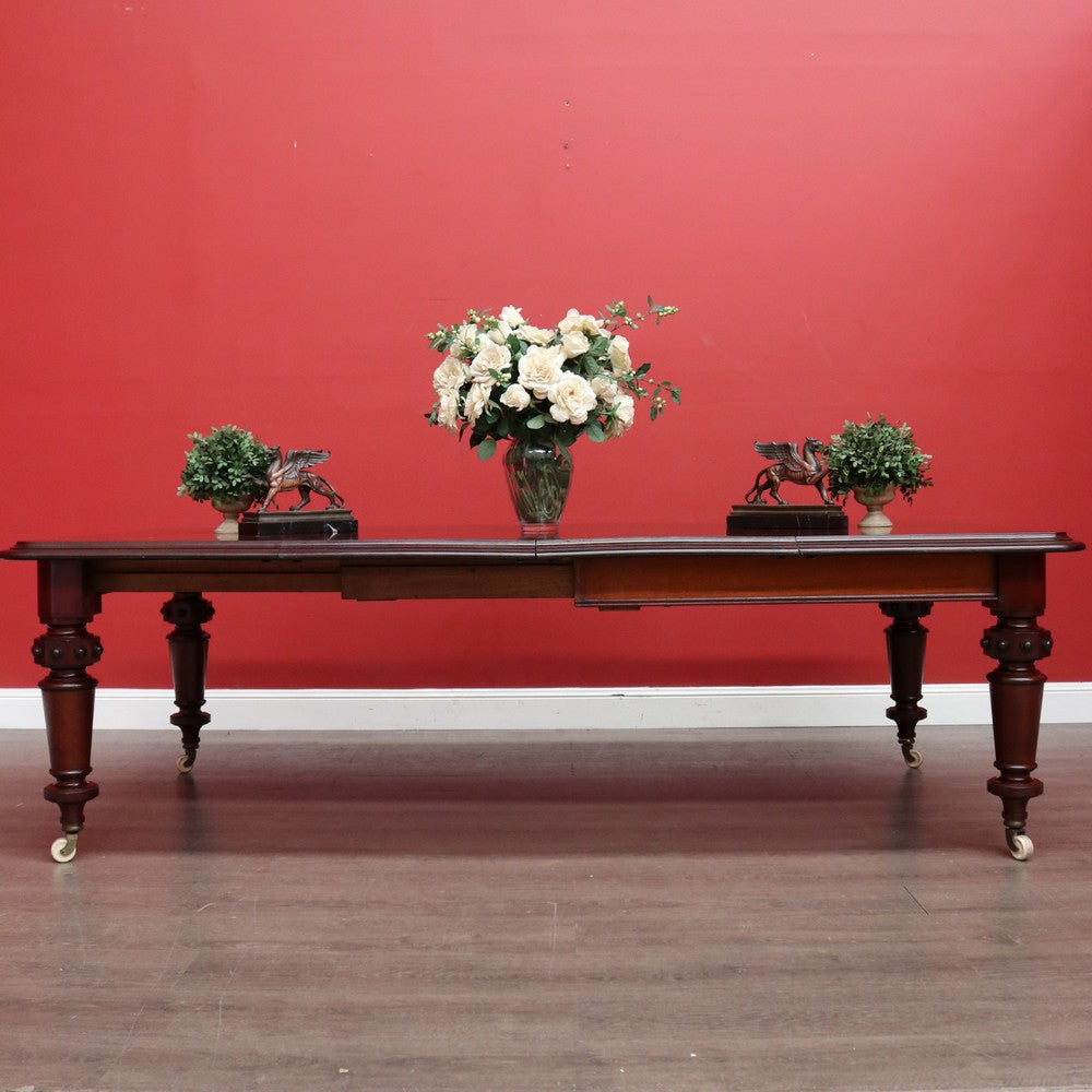 x SOLD Antique English Mahogany Dining Table or Kitchen Table with Two Extension Leaves. B11924