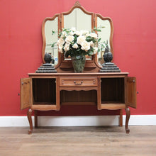Load image into Gallery viewer, x SOLD Antique French Oak and Tri-fold Bevelled Mirror Dressing Table or Ladies&#39; Desk B11552
