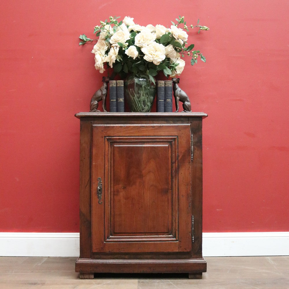 Antique French Walnut Cabinet, Single Door Country Farmhouse Cupboard. B11831