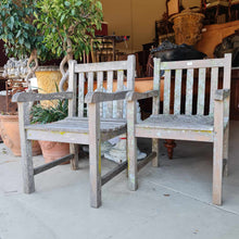 Load image into Gallery viewer, A pair of good quality outdoor chairs with a wonderful Lichen patina and beautiful age. MP47-28091
